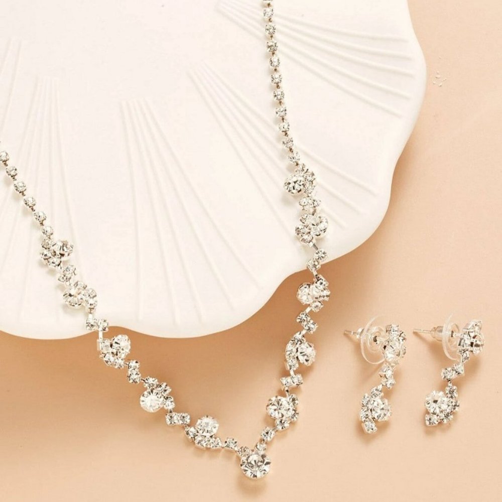 Rhinestone Necklace & Earrings Set